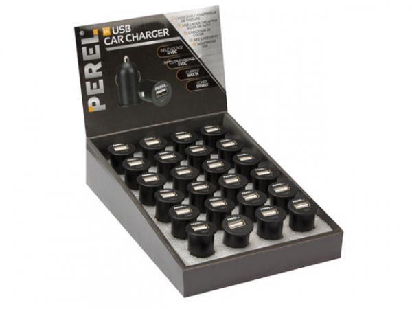 DISPLAY MIT 24xKFZ-LADEGERÄT MIT USB-ANSCHLUSS (5 V - 1 A MAX. - 5 W MAX.) EINGANG MAX. 12 VDC CARSUSB14D