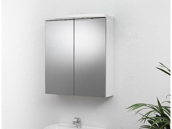 Spiegelschrank mit Beleuchtung weiß Hochglanz 2 Türen 700x798x205/340