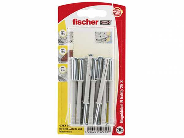 Fischer Nageldübel N 5x50 / 25 S mit Schraube, 52250 SB-Programm