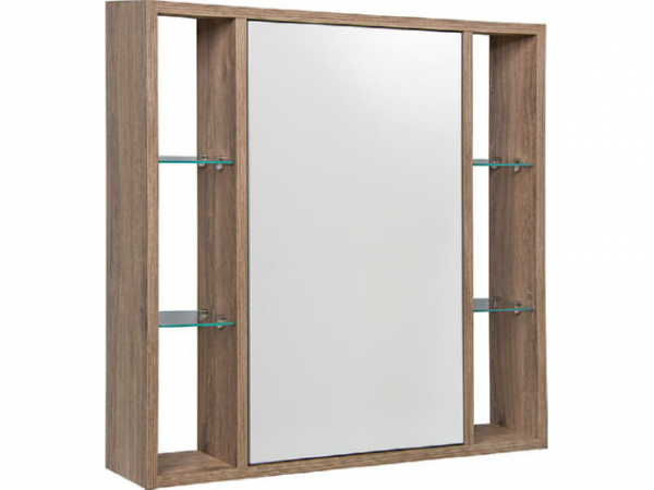 Spiegelschrank Lucky m. offenen Seitenteile und 1 Türe, mit E-Box, Nabucco Eiche, 740x750x160mm