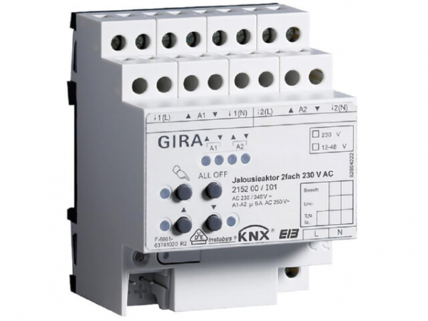 GIRA Jalousieaktor 2-fach 230V AC mit Handbetätigung KNX REG