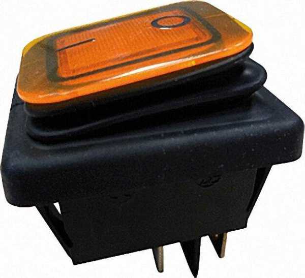 Einbau-Wippenschalter Ausschalter, IP65 schwarz/gelb, 1 Stück