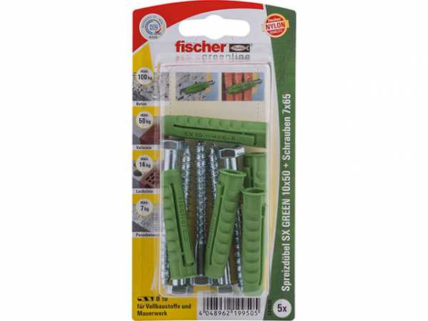 Fischer Spreizdübel SX GREEN 10x50 S mit Schraube, 524826 SB-Programm