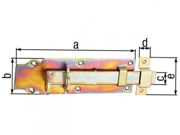 Schlossriegel gerade mit befestigter Schlaufe, 200x73mm, gelb verzinkt