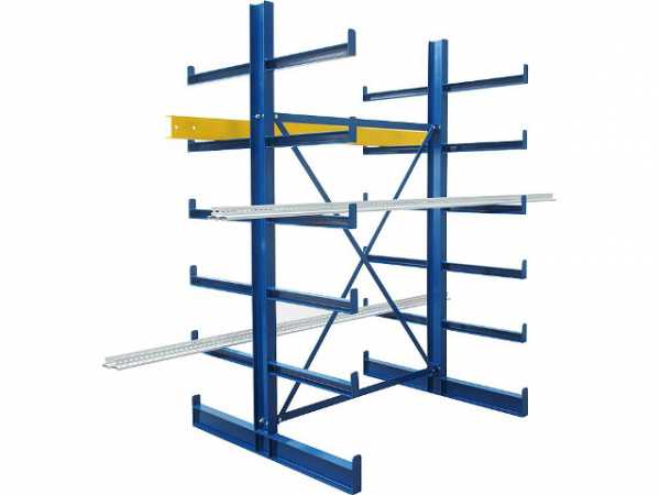 Kragarmgrundregal doppelseitig mit 12 Ebenen, 2000x1250x1240mm, Feldlast 2400Kg