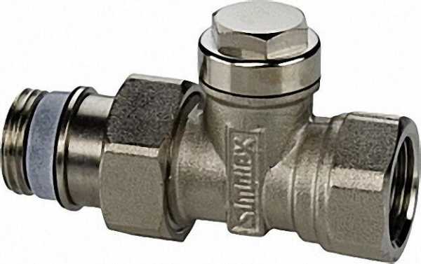 SIMPLEX Rücklaufverschraubung Typ IG/N MS vernickelt Ausfür : Durchgang 1/2'' AG x 1/2'' IG