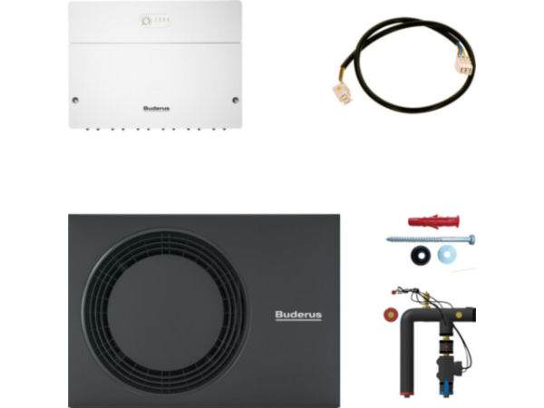 Buderus Gas-Brennwertkessel Logano plus Ergänzungs-Set WLW-5 MB A H Paket Hybrid-Set HYC25 30 kW mit Logamatic HM200 Außeneinheit WLW-5 MB A