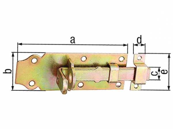 Schlossriegel gerade mit befestigter Schlaufe, 120x45mm, gelb verzinkt