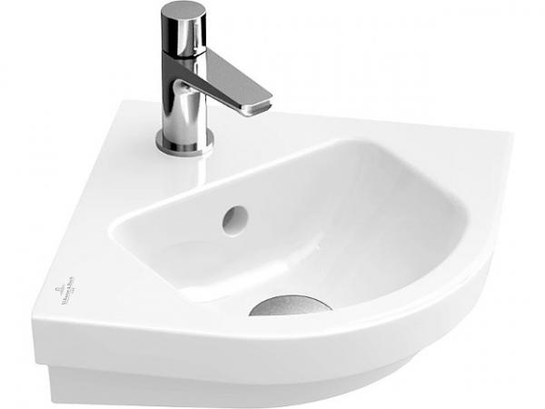 Eck-Handwaschbecken Subway 2.0 weiß,mit Überlauf und Hahnloch Schenkellänge 320mm