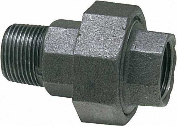 Tempergussfitting, schwarz Verschraubung 1'' (i/a) Typ 331, flachdichtend