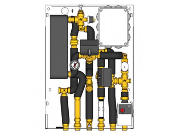 Giacomini GE556Y402 Wohnungsübergabestation mit elektronischer Regelung 3/4"-Heizen 26KW/WW 67KW