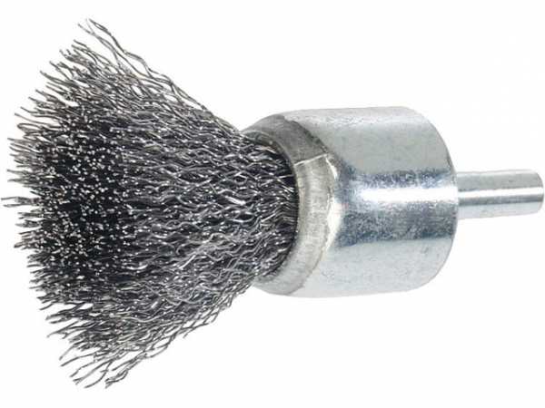 Pinselbürste Durchmesser 17mm mit 6mm Schaft Stahldraht rostfrei 0,3mm