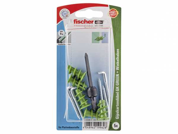 Fischer 524838 Gipskartondübel GK GREEN WH mit Winkelhaken SB-Programm