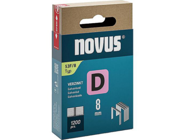 Flachdrahtklammer Novus Typ F 53F/8 verzinkt VPE: 1200 Stück