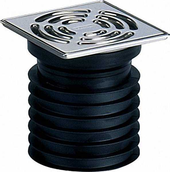 DALLMER 700063 Pronto-Einsteckablauf DN 100 senkrecht mit Edelstahlrost 115 x 115mm