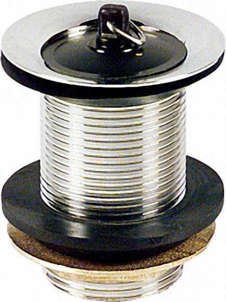 Schaftventil 1 1/4'' x 60mm Messing verchromt mit Überlauf mit Stopfen
