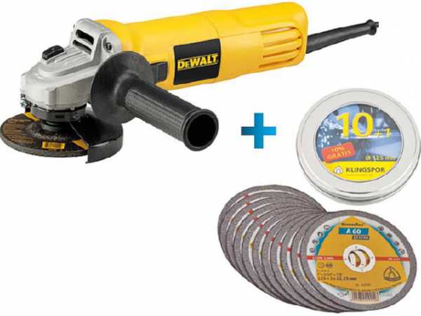 Winkelschleifer DeWALT mit 900 W DWE4117, Ø 125mm und 11x Trennscheiben, Ø 125mm