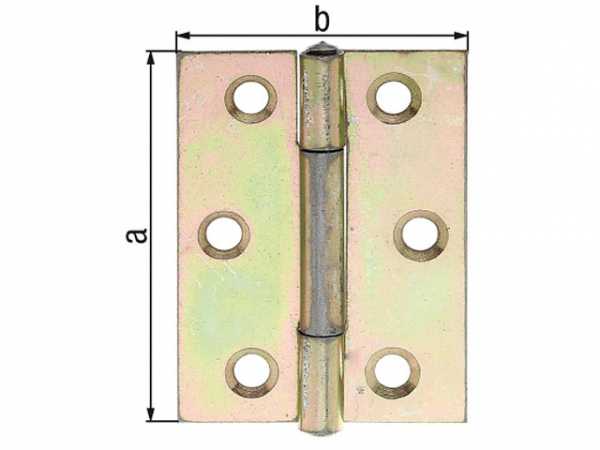 Scharnier, 51x37x1mm gelb verzinkt