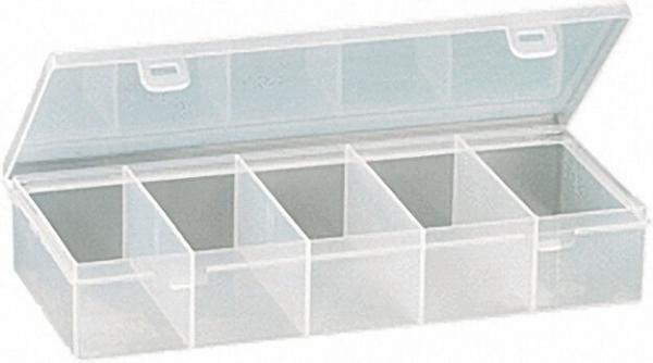 Kleinteilebox 5 Fächer / Farbe transparent l=268mm, b=188mm, h=50mm