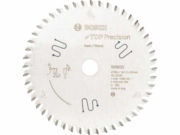 Kreissägeblatt BOSCH d=165x20 mit 48 Zähnen f. Schnitte jeglicher Art in Holz