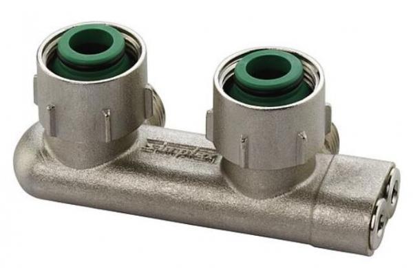 SIMPLEX Umlenk-Stück mit Absperrung Eckform für Anschluss an 3/4'' Eurokonus