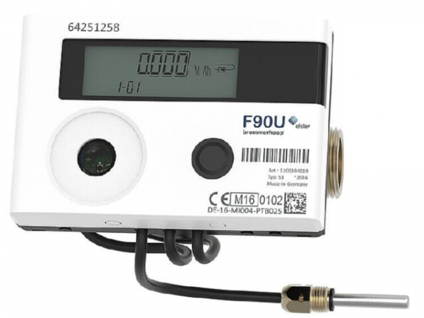 Kompakt-Ultraschallwärmezähler F90U3, Funk, Qp 0,6 m³, DN15, 110mm