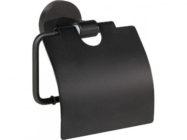 WC-Papierhalter Eldrid nero Messing, schwarz, mit Deckel inkl. Befestigung