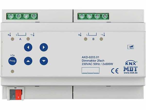 Reiheneinbaugerät MDT Dimmaktor 2-fach 600W, 230V