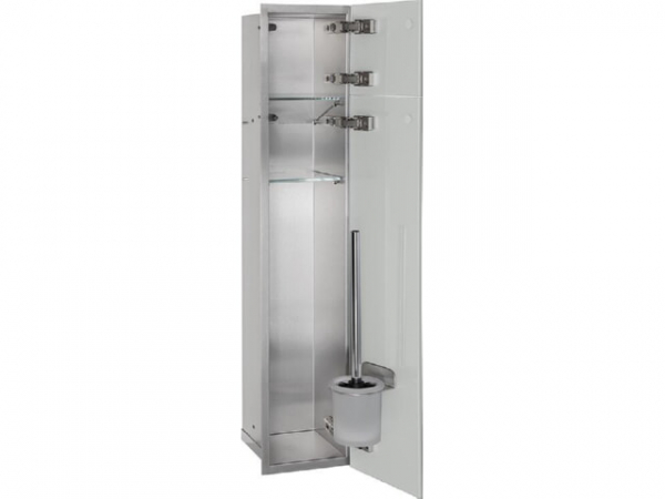 WC-Wandcontainer Edel.gebürstet Flat 800 2 graue Glastüre recht