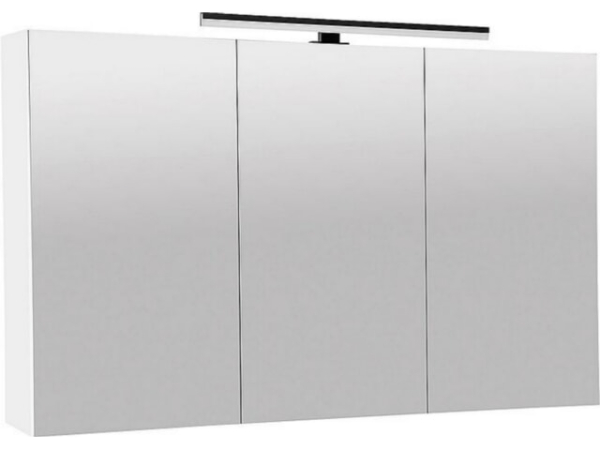Spiegelschrank Benaro mit LED-Aufsatzleuchte 3 Türen weiß matt, 1200x750x188mm