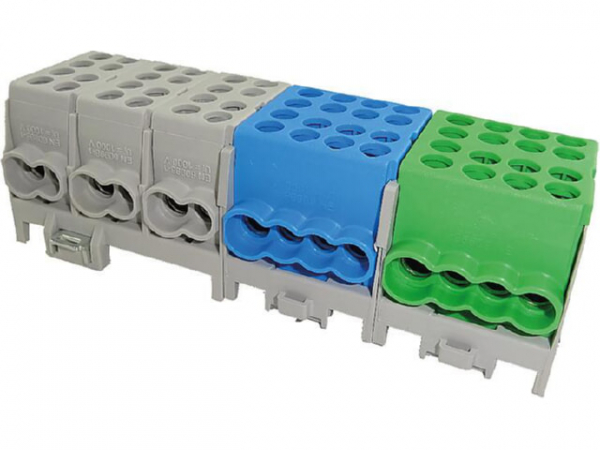 Hauptleitungs-Abzweigklemme Farbe: 3x grau,1x blau,1x grün 10xEing. 25mm²/18xAusgang 16mm²