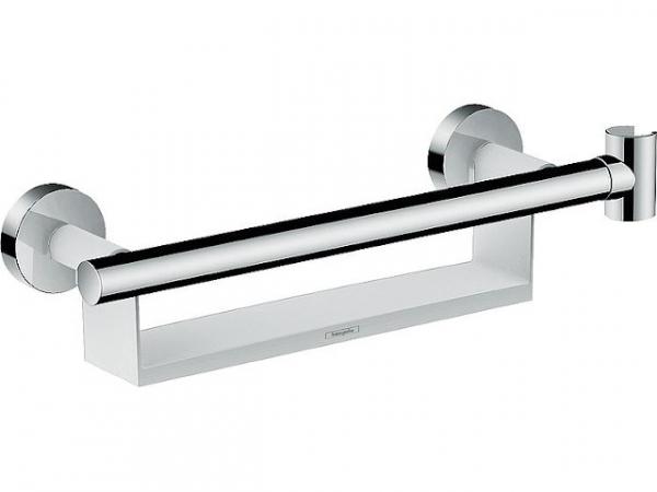 Haltegriff Hansgrohe Comfort weiß/chrom mit Brausehalter und Ablage