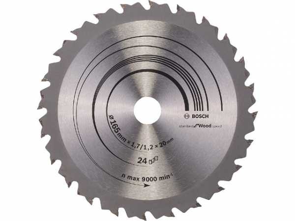 Kreissägeblatt BOSCH d=165x20 mit 24 Zähnen f. Längs-und Quer- schnitte in Holz