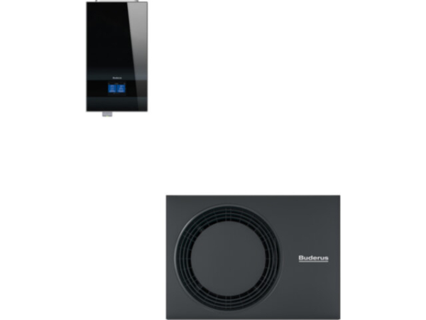 Buderus Luft-Wasser-Wärmepumpenpaket Logano plus WLW186i-5 AR E Paket Logaplus M 5,4 kW mit Logamatic BC400 WLAN-Modul MX400, Außeneinheit,