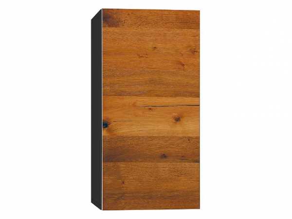 Hochschrank ELA mit Softclose Korpus schwarz smt-Front Eiche Furnier dunkel 400x1200x350mm