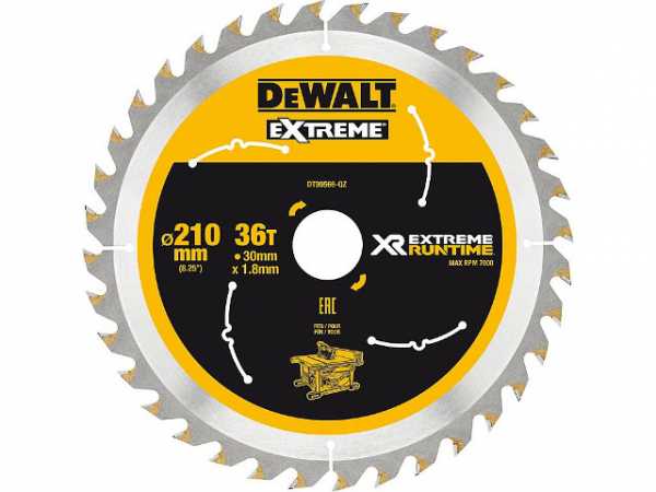 Kreissägeblatt DeWalt, DT99566 XR Extreme Runtime 36Z 210/30mm