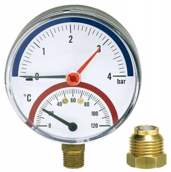 Watts Thermomanometer TM 80 radial 80mm durch, R 1/2'', 0-4 bar