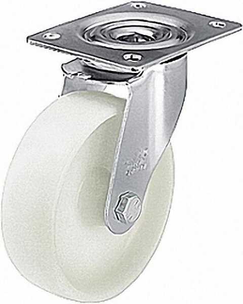 BLICKLE Kunststofflenkrolle aus Polyamid/Stahl LE-PO 150G, Tragfähigkeit 300 kg Rad D= 150mm, Platte