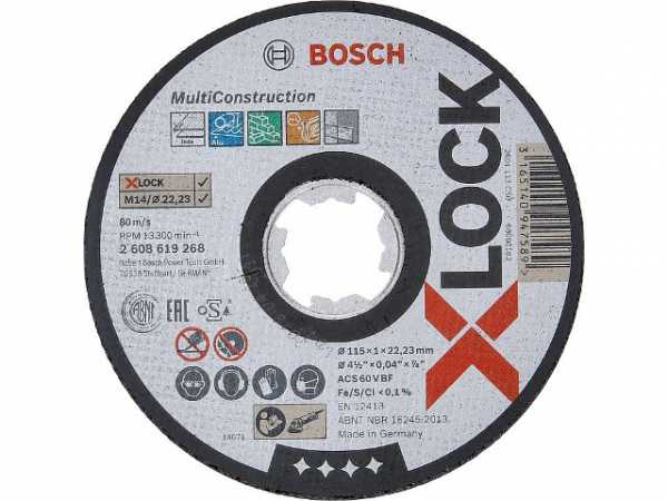 Trennscheibe BOSCH® für versch. Materialien mitx- Lock Aufnahme Ø 115x1,0 mm
