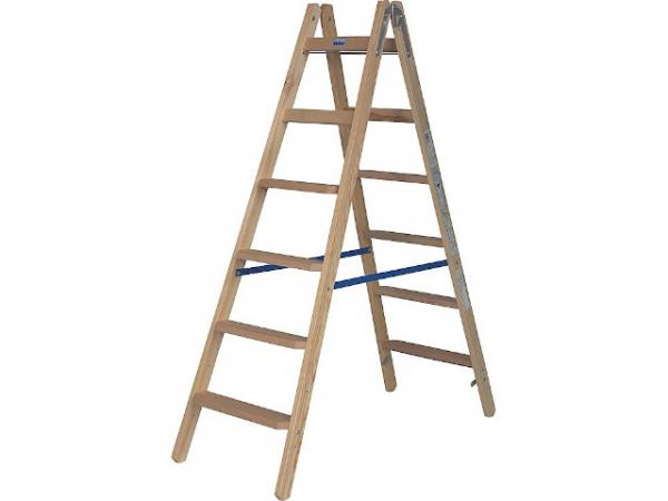 Stufen-Sprossen-Doppel-Leiter (Holz), Arb. Höhe 3,00m Leiterhöhe 1,65m 2x6