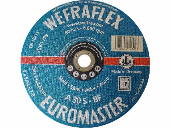 Trennscheibe Euromaster blau gerade für Stahl 230x3x22mm (W18)