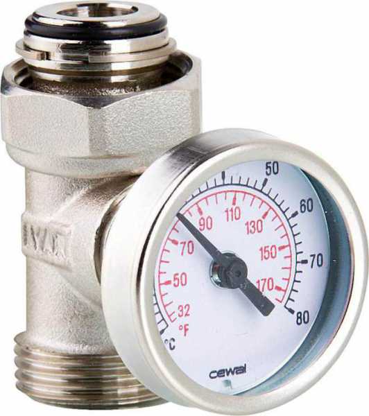 Anschluss-Stück mit Thermometer Eurokonus 0°C...80°C