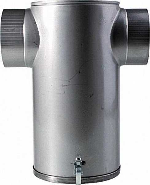 Schalldämpfer Edelstahl T-Form mit abnehmbarer Bodenplatte 150mm Anschlussstutzen
