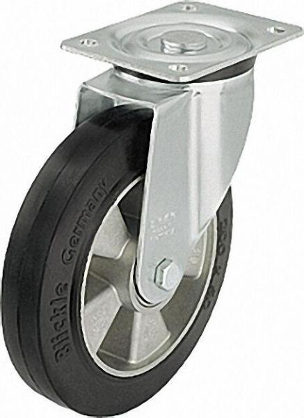 BLICKLE Schwerlast Lenkrolle, Vollgummireifen L-ALEV 200K Tragfähigkeit 400 kg Rad D= 200mm, Platten
