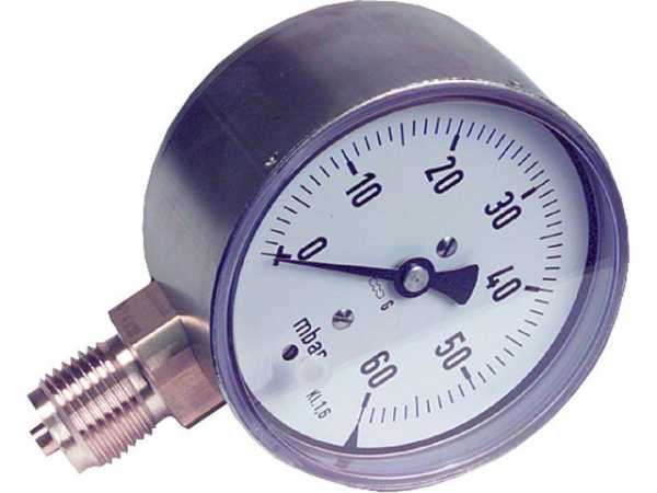 Kapselfedermanometer KP 80.3, 0-60 mbar DN 15 1/2" radial
