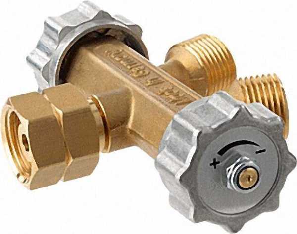 Abzweigventil G3/8''LH-Überwurfmutter - 2xG3/8''LH-KN