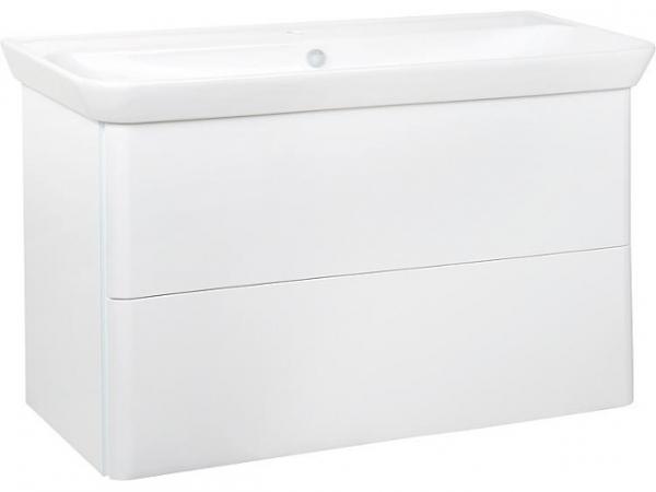 Waschtischunterschrank SURI2 mit Waschtisch aus Keramik, weiß Hochglanz, 2 Auszüge, 1200x721x492mm