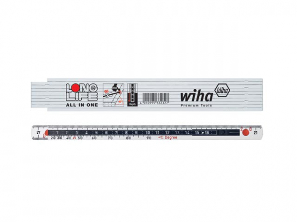 Wiha Gliedermaßstab Longlife® All in One 2 m metrisch, 10 Glieder (33232) weiß