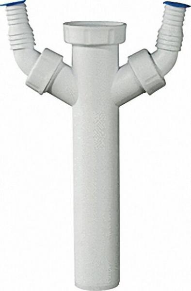 Verstellrohr PP weiß 1 1/2'' x 40 x 200mm mit 2 Schlauchanschlüssen