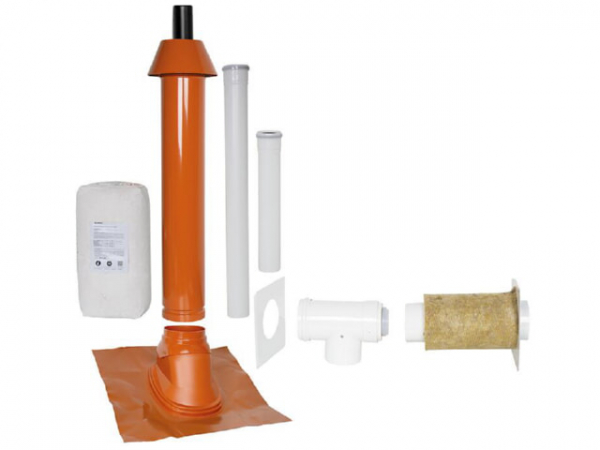 Grundpaket Porifix, Schrägdach 5° - 25°, DN60/100 rot, 1,0m